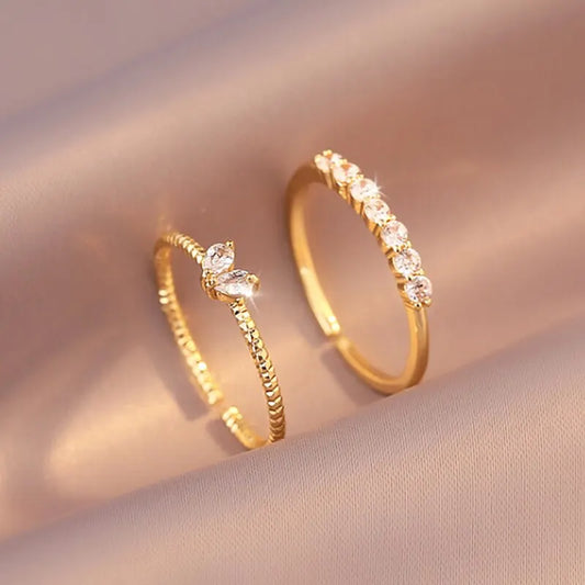 2pcs Trendy Gold Color Rings