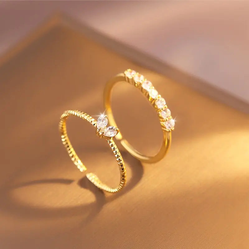 2pcs Trendy Gold Color Rings