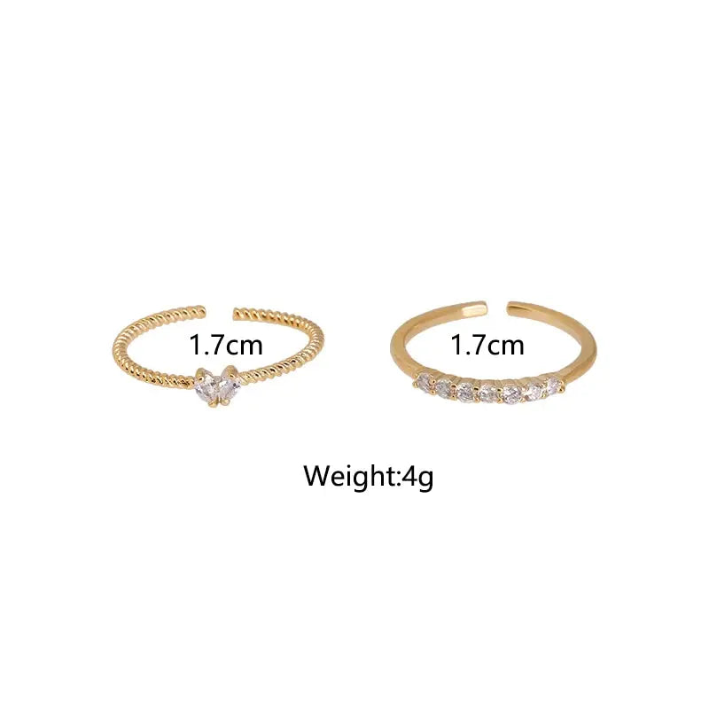 2pcs Trendy Gold Color Rings